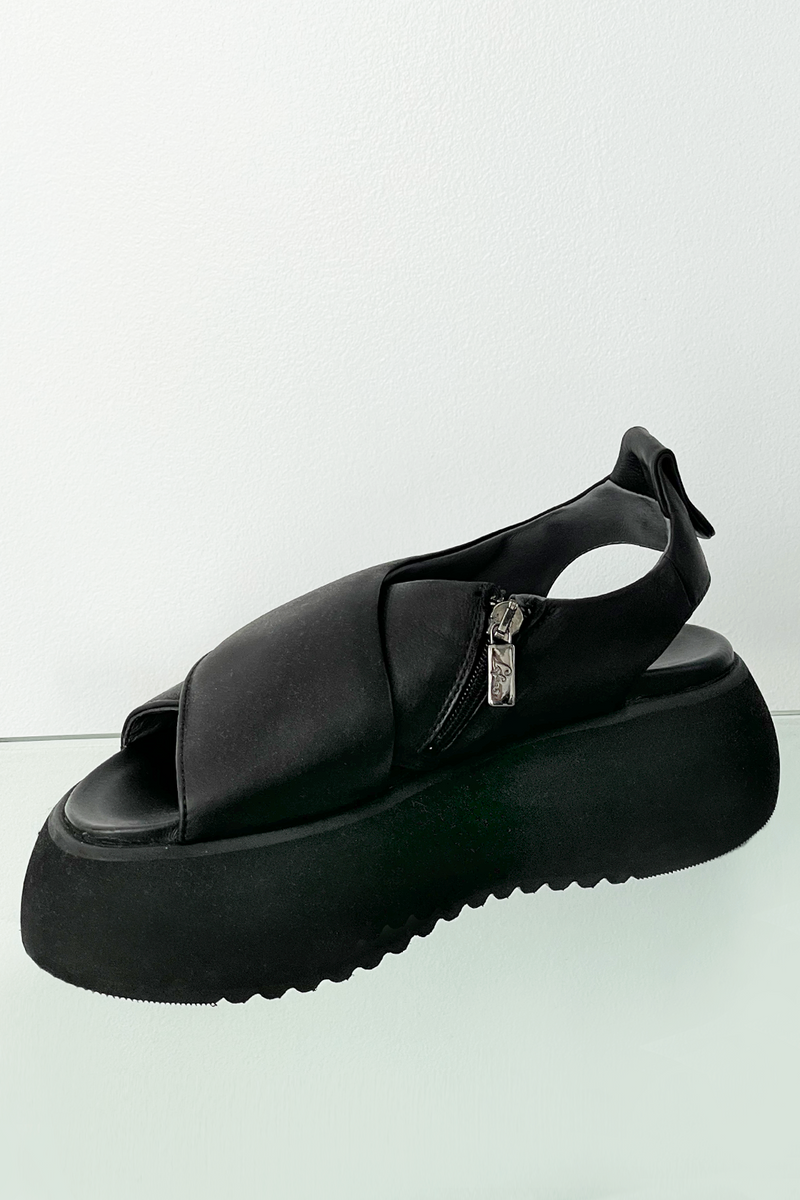 Black crossover sandals discount