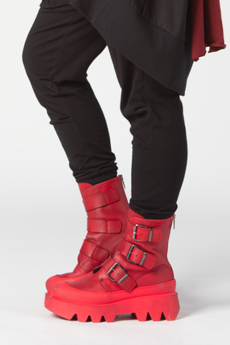 LOFINA 3 Buckle Boot in Red