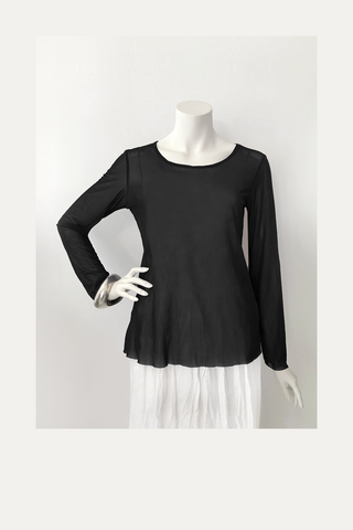 LUUKAA L/S Mesh Top in Black Mesh