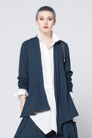 Side Zip Jacket in Navy Tokyo