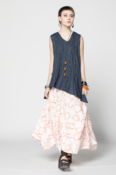 Manifold Skirt in Orange Carre Carnaby