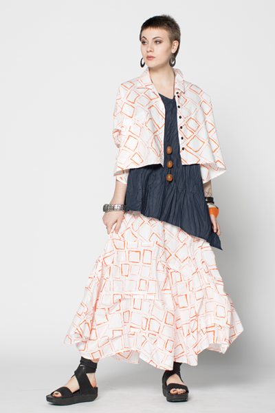 Manifold Skirt in Orange Carre Carnaby