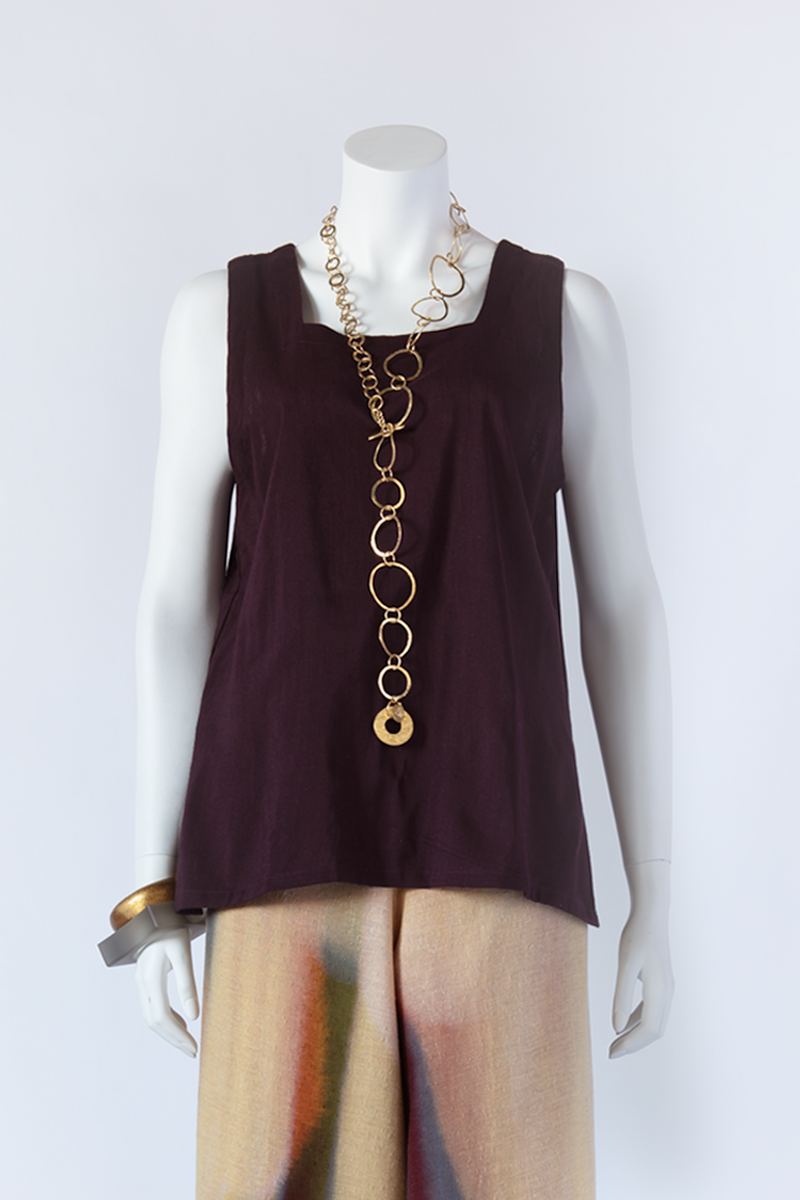 Button Tank in Plum Papyrus