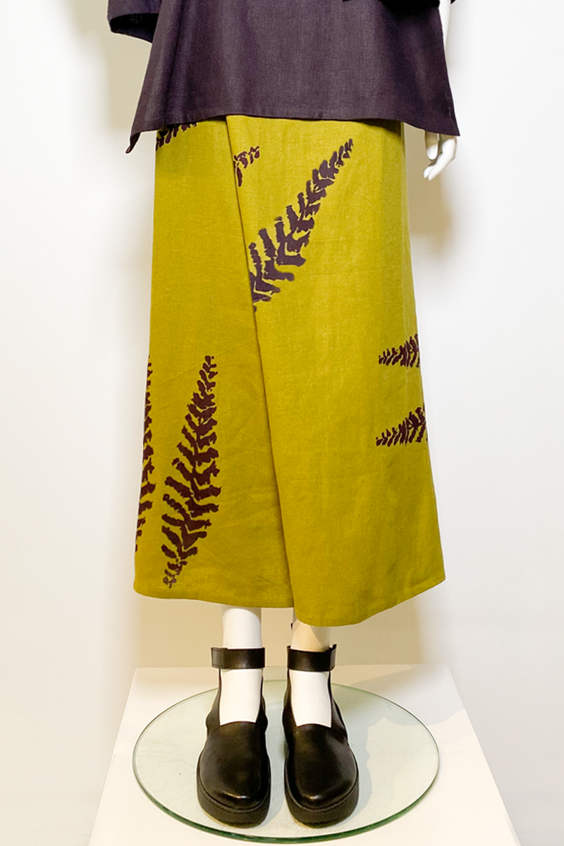 Overlap Skirt in Chartreuse Print Roma