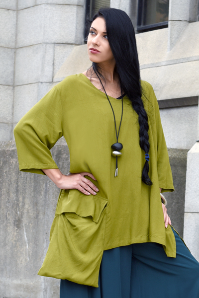 One Pocket Top in Green Chartreuse Boston