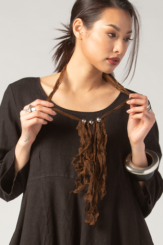 Robert Wan Tahitian Pearl Necklace in Brown Silk | KALIYANA.COM