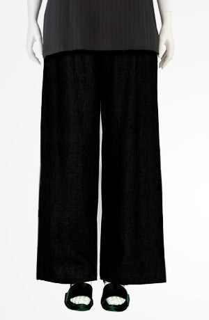 Extra Long Palazzo Pant in Black Papyrus