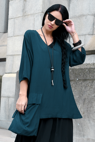 One Pocket Top in Teal Boston
