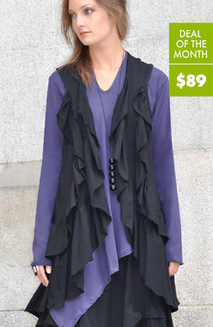 Ruffle Vest in Black Tokyo