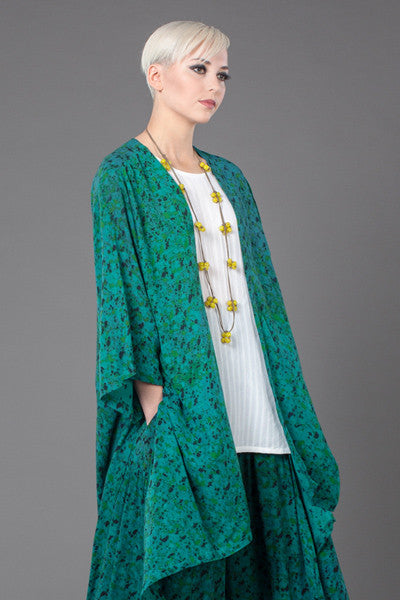 Long Kimono Jacket in Terrazzo Crinkle