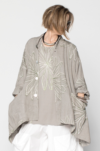 Ginza Jacket in Silver Chrysanthemum Roma