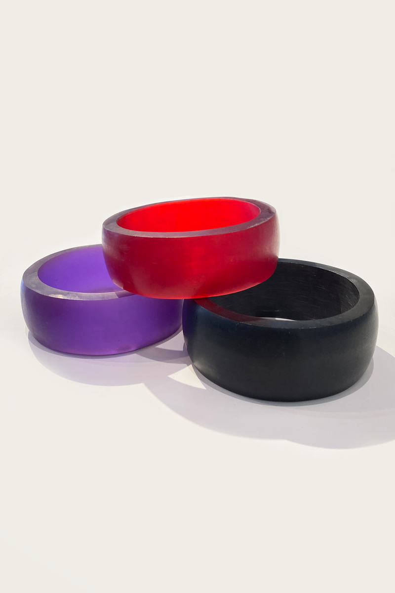 Black, Red and Purple Round Resin Bracelets