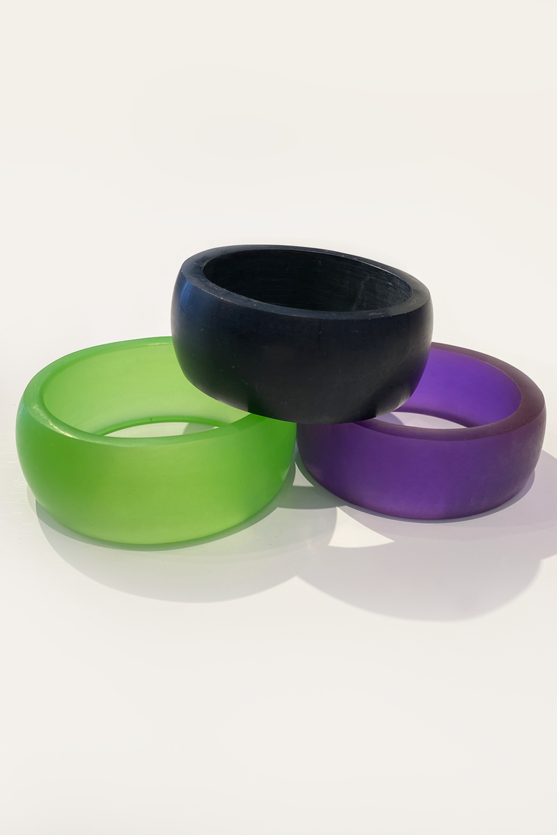 Black, Green and Purple Resin Bracelets